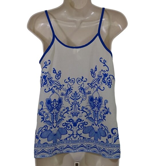 Between Me and You Blue White Sleeveless Sheer Tank Top Cami Women Size S - Picture 3 of 8